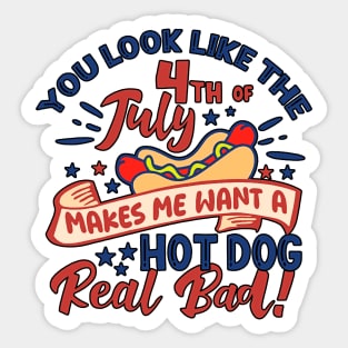 Copy of Funny 4th of July Hot Dog Wiener Comes Out Adult Humor Gift Sticker